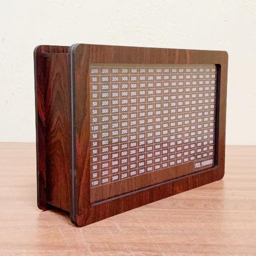 1,00,000 Wooden Savings Box With Reusable Tracker & Marker