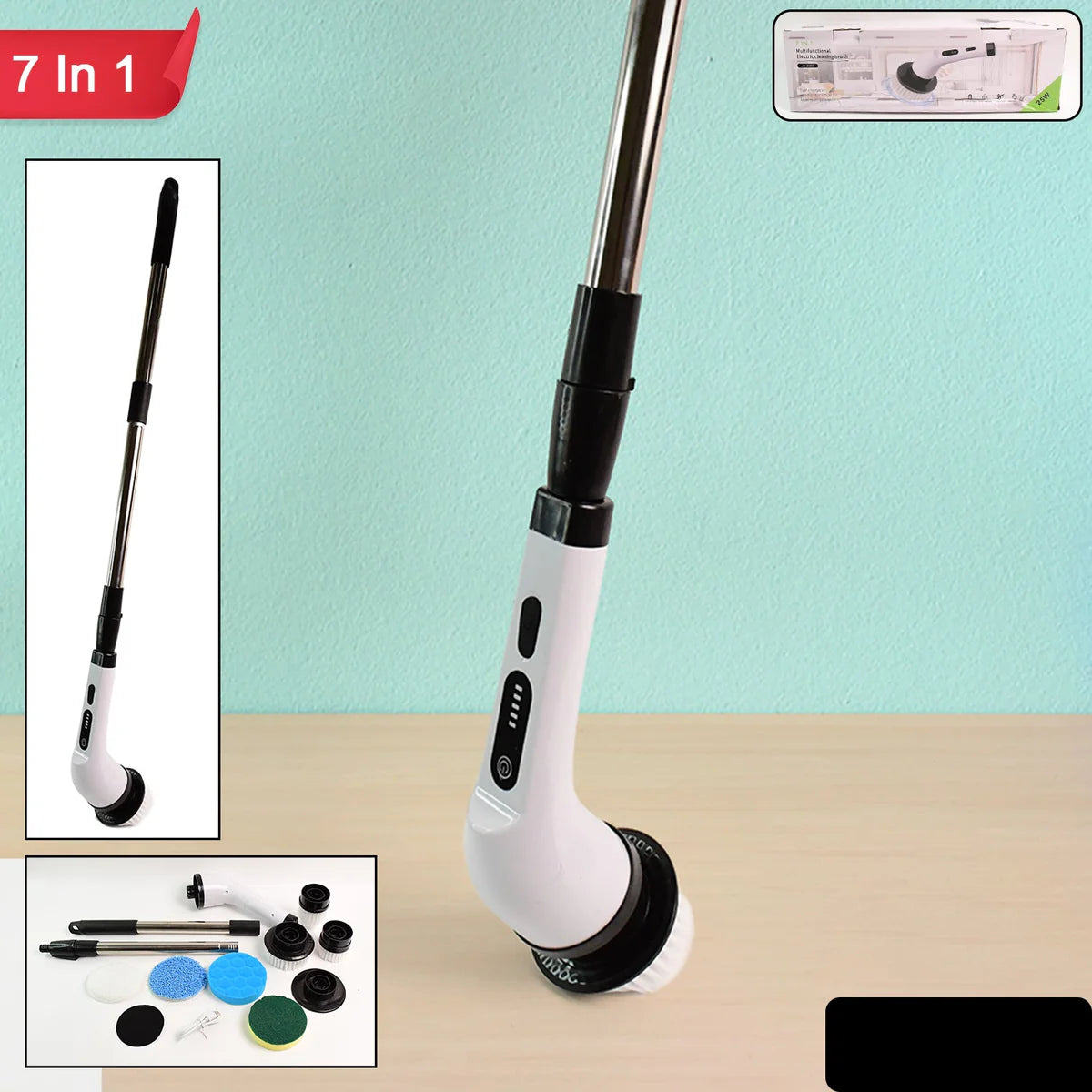 7-in-1 Electric Spin Scrubber / Cleaning Brush With Extension Handle