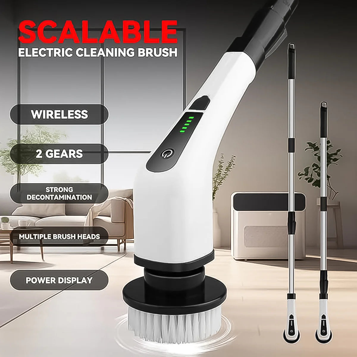 7-in-1 Electric Spin Scrubber / Cleaning Brush With Extension Handle