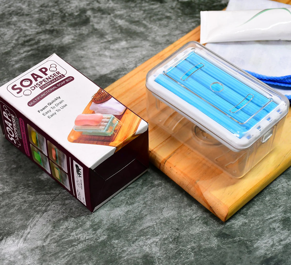 2-in-1 Portable Soap Dish / Soap Dispenser With Roller And Drain Holes